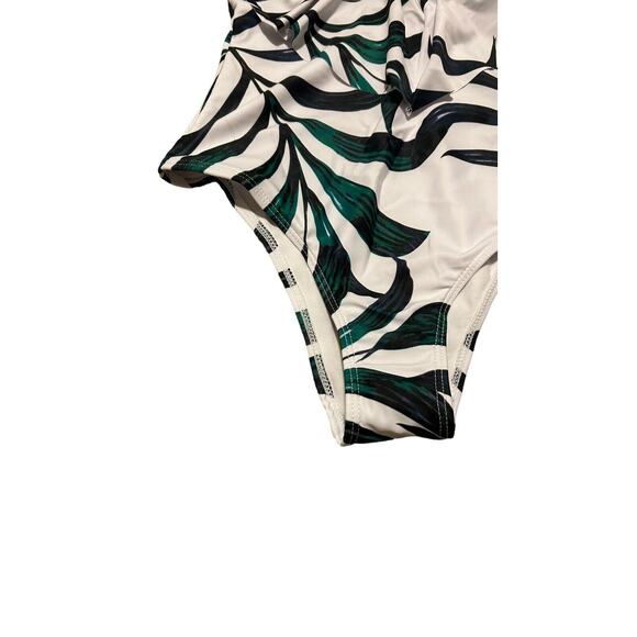 Women One Piece Swimsuit V Neck Ruffle Bathing Suit Padded Leaves Small Summer - Picture 12 of 14